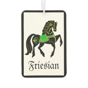 Friesian, black stallion/folk Friesian image green Car Air Freshener