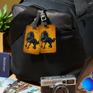 Friesian, black stallion, Frisan/Friesian horse/6 Luggage Tag