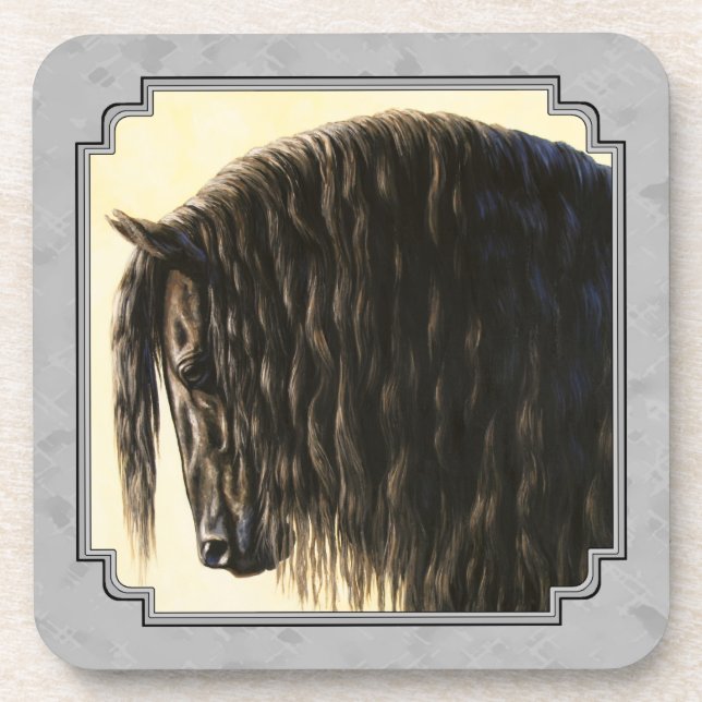 Friesian Draught Horse Silver Grey Coaster (Front)