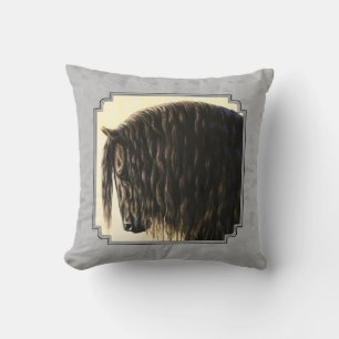 Friesian Draught Horse Silver Grey Cushion