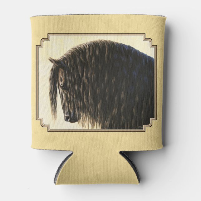 Friesian Draught Horse Yellow Can Cooler (Front)