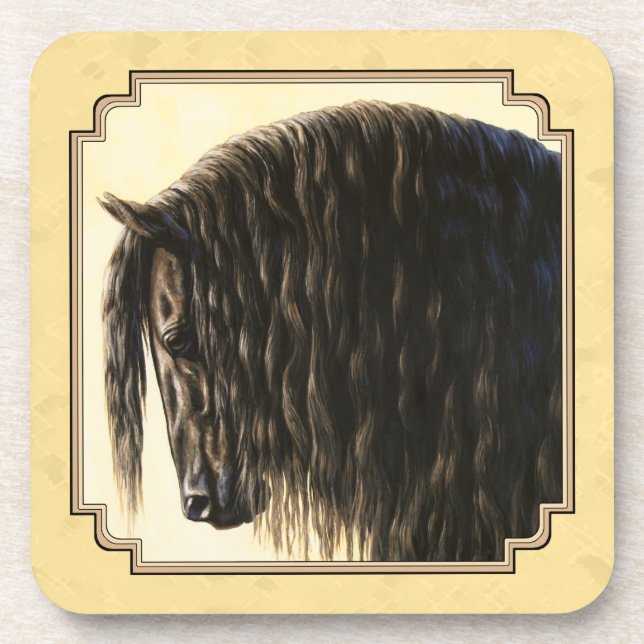 Friesian Draught Horse Yellow Coaster (Front)
