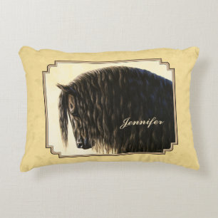 Friesian Draught Horse Yellow Decorative Cushion