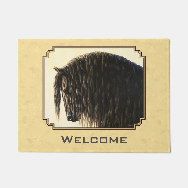 Friesian Draught Horse Yellow Doormat (Front)