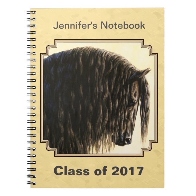 Friesian Draught Horse Yellow Notebook (Front)