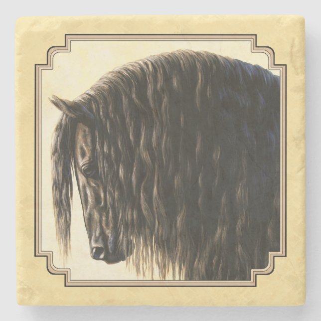 Friesian Draught Horse Yellow Stone Coaster (Front)
