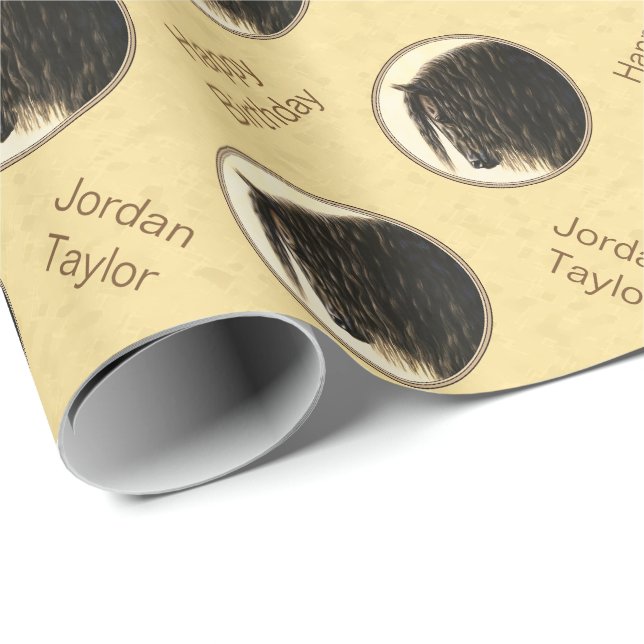 Friesian Draught Horse Yellow Wrapping Paper (Roll Corner)