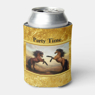 Friesian Draught Horses in a rocky mountain valley Can Cooler