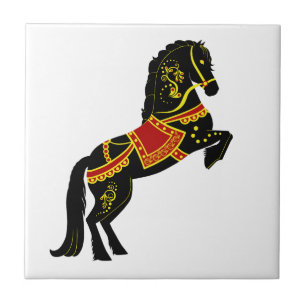 Friesian Folk stallion/black beauty, black horse Ceramic Tile