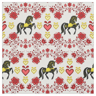 Friesian/Frisian Folk red/gold/black,hearts, 4" Fabric