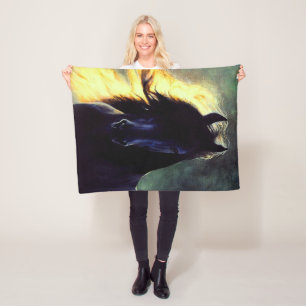 Friesian Glow, Friesian horse, black stallion/mare Fleece Blanket