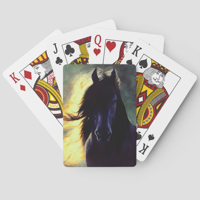 Friesian Glow, Friesian horse, black stallion/mare Playing Cards (Back)