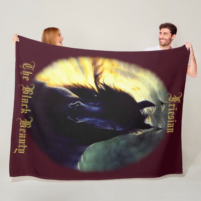 Friesian Glow, horse, black beauty stallion/mare Fleece Blanket (In Situ)