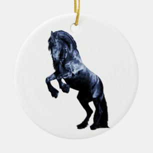 Friesian horse, black beauty stallion, cartooned ceramic ornament