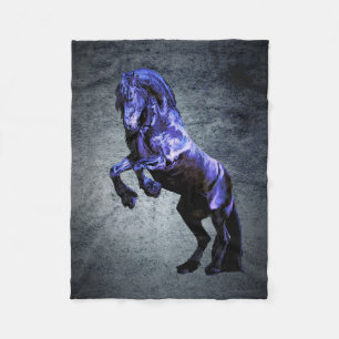 Friesian horse, black beauty stallion, cartooned fleece blanket