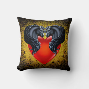 Friesian horse/black Frisian stallion/heart/gold Cushion