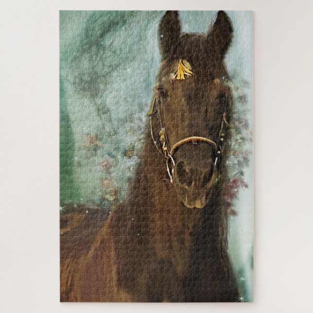 Friesian Horse Black Horse - Puzzle (Vertical)