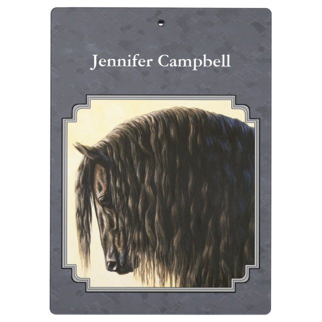 Friesian Horse Dark Slate Grey Clipboard (Back)