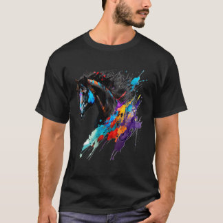 Friesian Horse Paint Splatter Exotic Horse  Splatt T-Shirt