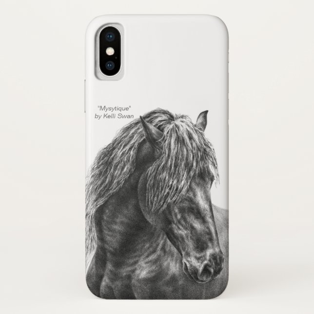 Friesian Horse Portrait Wavy Mane Case-Mate iPhone Case (Back)