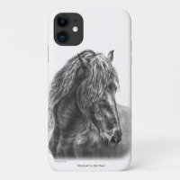 Friesian Horse Portrait Wavy Mane