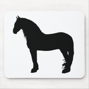 Friesian horse silhouette standing, stallion - png mouse pad