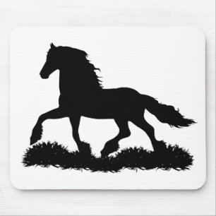 Friesian horse silhouette trotting, stallion - png mouse pad