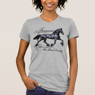 Friesian horse, the black beauty, stallion, silver T-Shirt