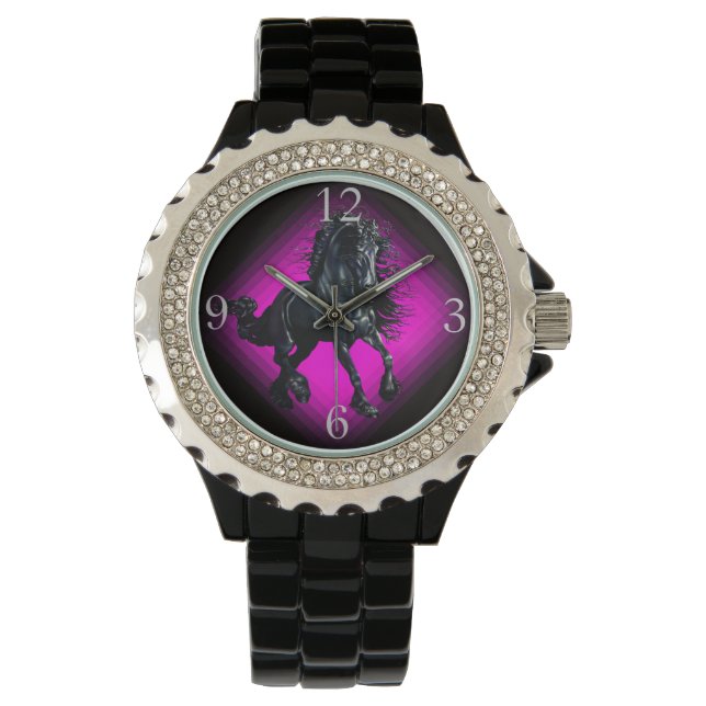 Friesian stallion black beauty horse watch (Front)