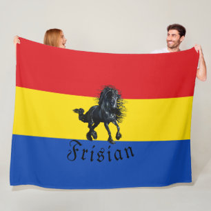 Friesian stallion black horse North Frisia flag Fleece Blanket