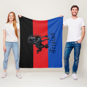 Friesian stallion black horse South Frisia flag Fleece Blanket