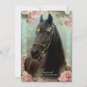 Friesian Stallion DIAMOND - Greeting Card