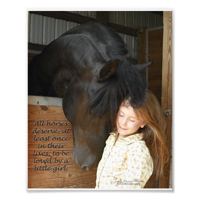 Friesian Stallion Mintse and Little Girl Photo Print (Front)