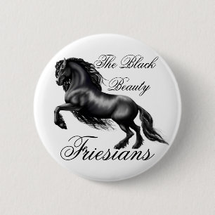 Friesians, black letter 6 cm round badge