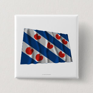 Friesland Waving Flag 15 Cm Square Badge