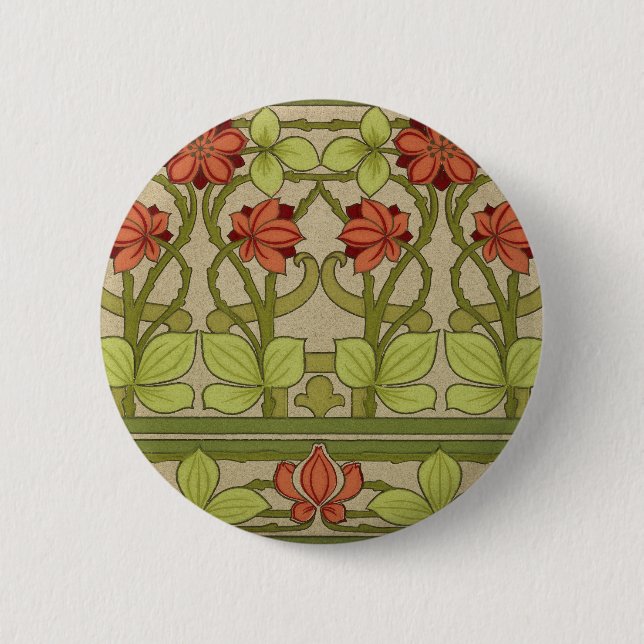 Frieze Border Art Nouveau Floral 6 Cm Round Badge (Front)