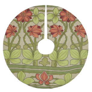 Frieze Border Art Nouveau Floral Brushed Polyester Tree Skirt