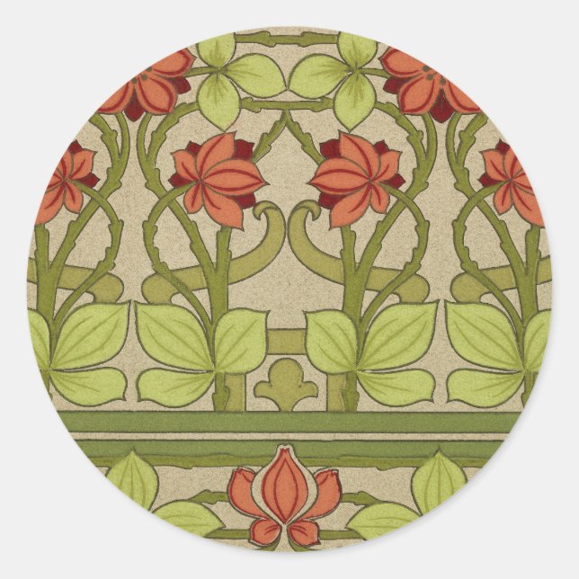 Frieze Border Art Nouveau Floral Classic Round Sticker (Front)