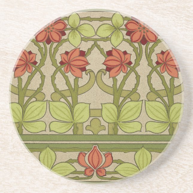 Frieze Border Art Nouveau Floral Coaster (Front)