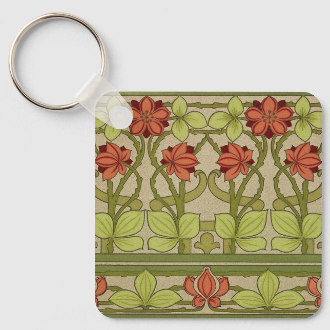 Frieze Border Art Nouveau Floral Key Ring (Front)