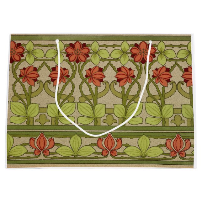 Frieze Border Art Nouveau Floral Large Gift Bag (Front)