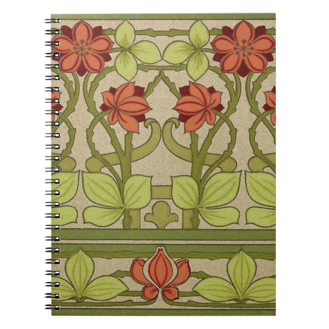 Frieze Border Art Nouveau Floral Notebook (Front)