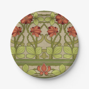 Frieze Border Art Nouveau Floral Paper Plate