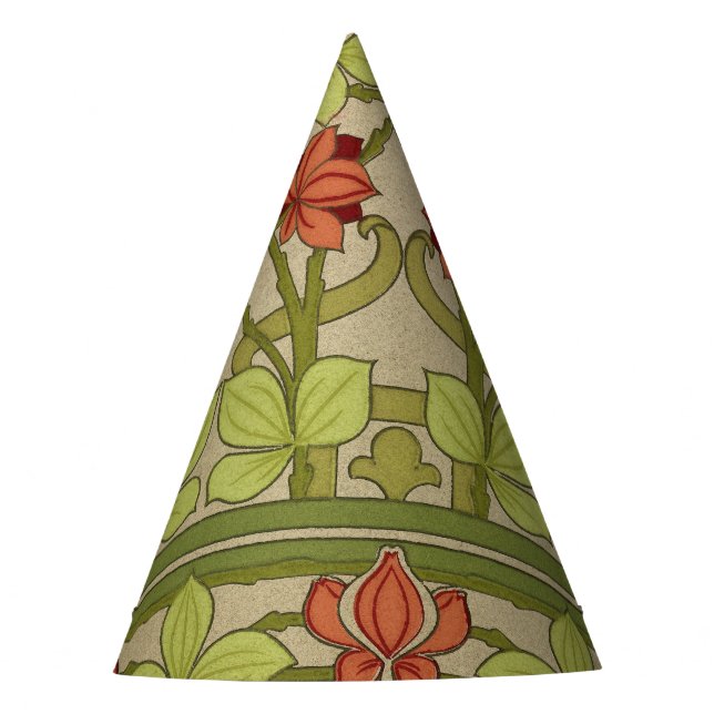 Frieze Border Art Nouveau Floral Party Hat (Front)