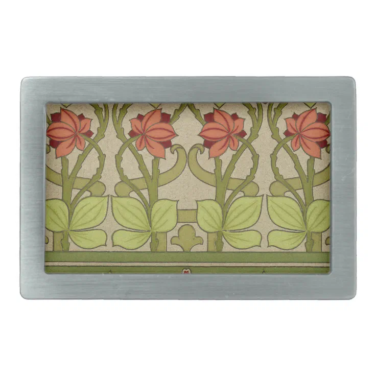 Frieze Border Art Nouveau Wallpaper Belt Buckle Zazzle