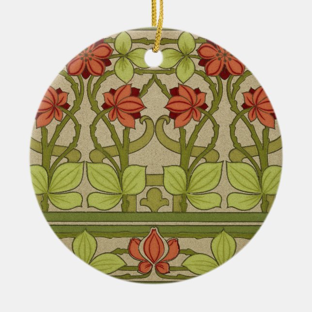 Frieze Border Art Nouveau Wallpaper Ceramic Ornament (Front)