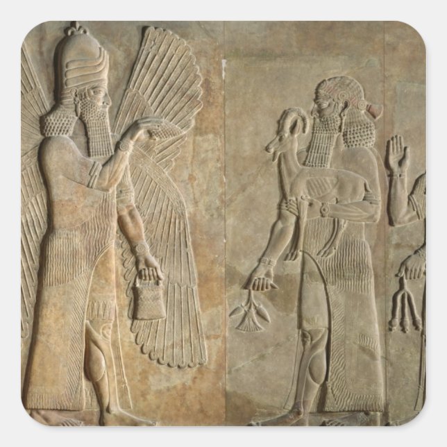 Frieze depicting a winged spirit square sticker (Front)