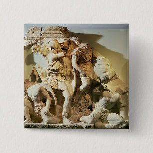 Frieze detail of a battle scene 15 cm square badge