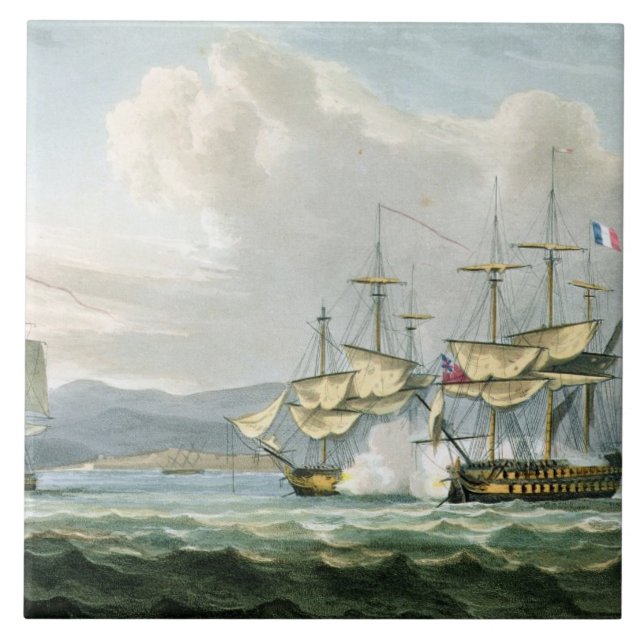 Frigate action in Vizagapatam Roads, off India, 18 Ceramic Tile (Front)