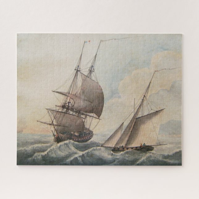 Frigate in a swell 17th century jigsaw puzzle (Horizontal)